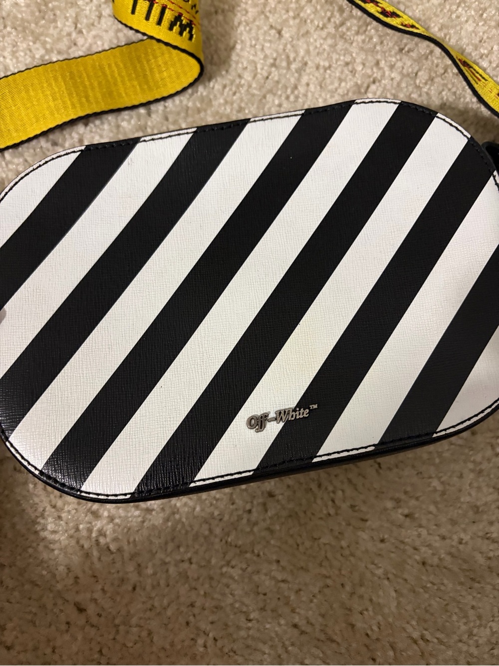 Off-White Black & White Diagonal Stripe Men’s Crossbody Bag